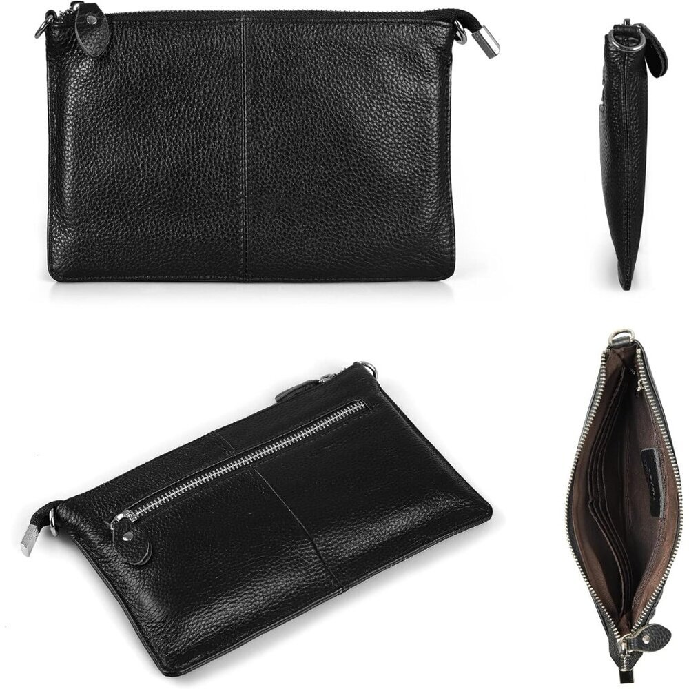 Genuine Leather Wristlet Clutch Wallet Purses Small Crossbody Bags for Women wit - Picture 7 of 8